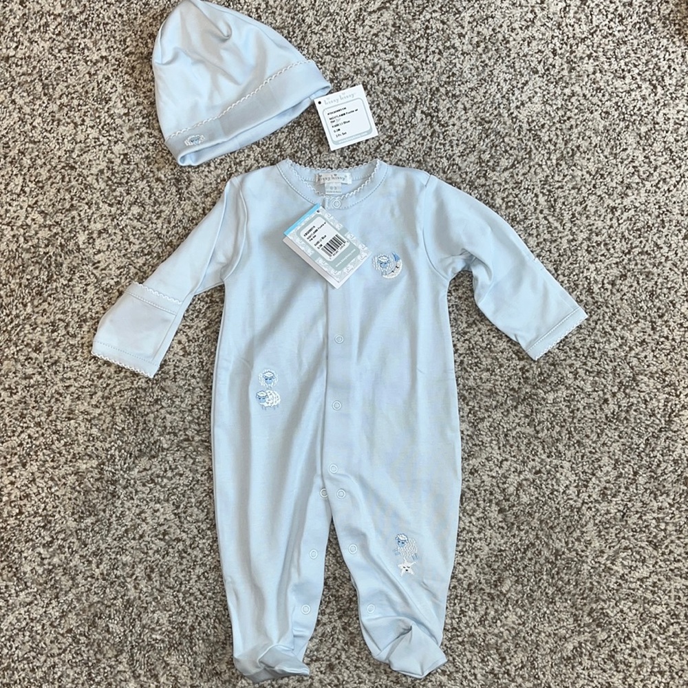 NWT Kissy Kissy Baby's Cotton Footie & Hat Set size 0-3 months